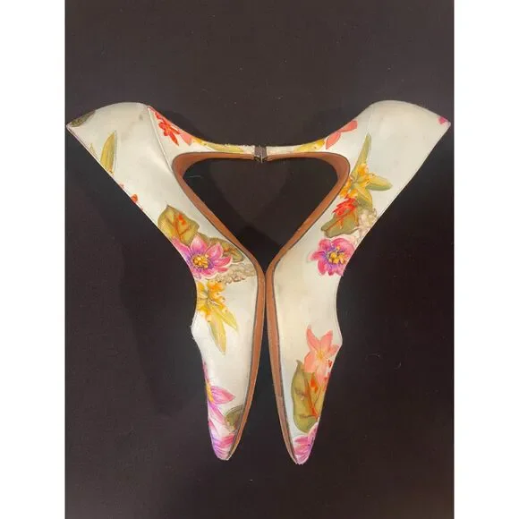 ~ Palter DeLiso 39 Monet Floral Silk Pump Size IT Italy Italian Heels Stiletto - Picture 14 of 16